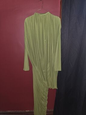 Olive Green Draped Women’s Dress